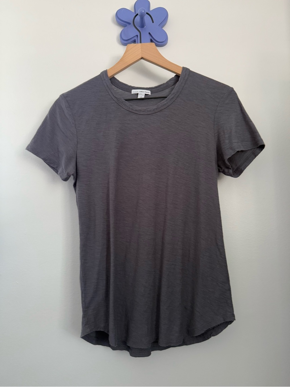 James Perse 2 Medium Crew Neck Short Sleeve Slub Tee Grey Minimal
